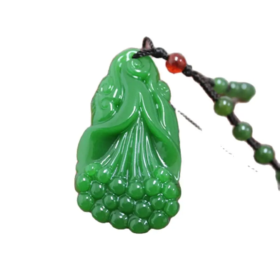 

Xinjiang Hetian Jade Good Luck In Everything And Tian Yu Jade Pendant Spinach Green Lanyard Pendant