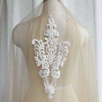 

5pcs=1lot wholesale price off white high quality lace patches, Cotton embroidery delicate wedding lace Made in China!