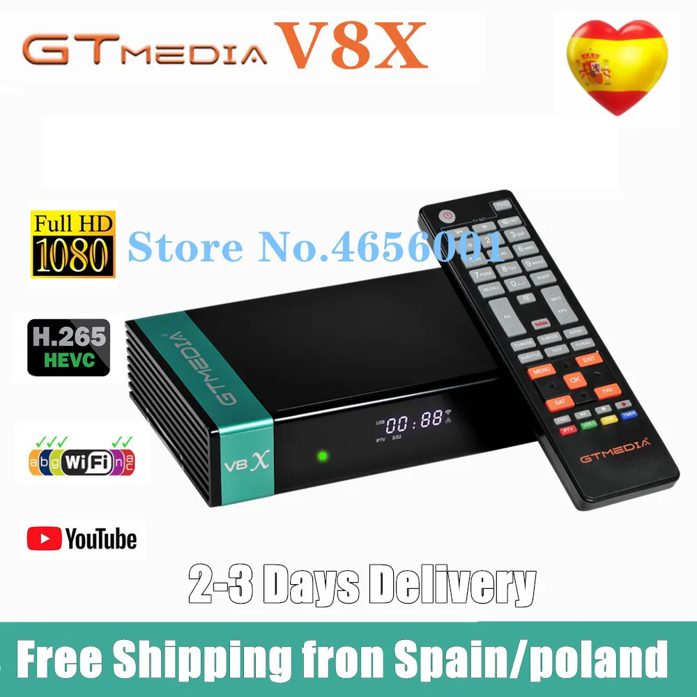 Приемник спутникового ТВ Gtmedia V8X DVB S2/S2X декодер с поддержкой H.265 FHD 1080P встроенный Wi