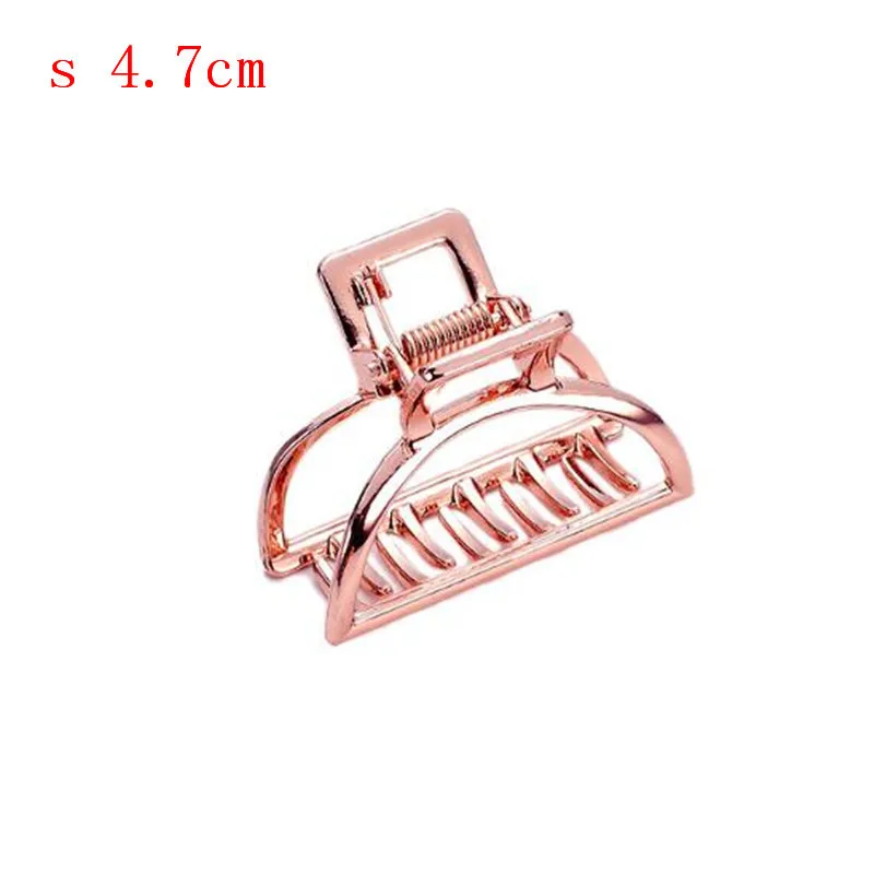Women Girls Geometric Hair Claw Clamps Hair Crab Moon Shape Hair Clip Claws Solid Color Accessories Hairpin Large/Mini Size - Цвет: A S rose gold