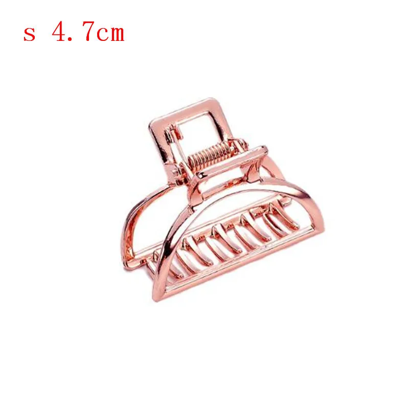 A S rose gold Women Girls Geometric Hair Claw Clamps Hair Crab Moon Shape Hair Clip Claws Solid Color Accessories Hairpin Large/Mini Size - Цвет: A S rose gold