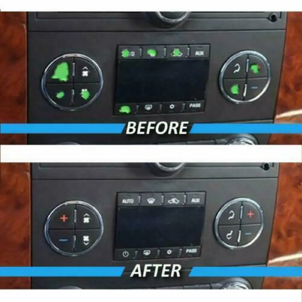 컨트롤 버튼 데칼 쉬운 설치 부식 방지 스티커 AC 대시 버튼 수리 데칼 스티커 버튼 스티커 