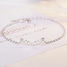 925 пробы серебряный Прекрасный олень браслет с рогами лося для рождественские подарки модные звенья цепи животных Ювелирные изделия S-B191