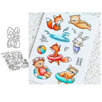 

Summer swimming Metal Cutting Dies and Stamps for Scrapbooking Steel Craft Die Cut Embossing Paper Card Album Stencil
