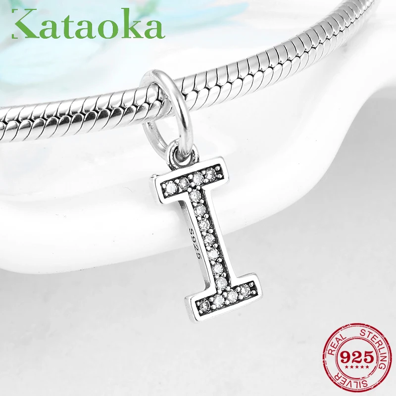 Fashion New 925 Sterling Silver Alphabet Letter I beads Charms for Jewelry making fit Original Kataoka Bracelet Necklace | Украшения и