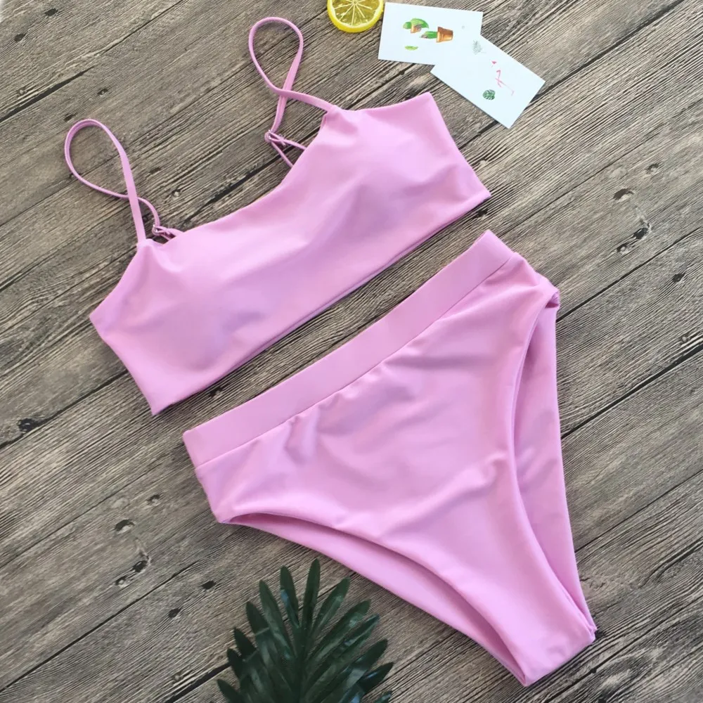 New Solid Sexy Bikini Set Women Swimming Suit Fashion Swimsuit Two-Piece Swimwear Bathing Suit Female Biquini Plus Size XL Sets