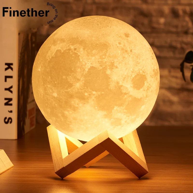 isi ulang 3d cetak bulan lampu 2 warna perubahan touch switch kamar tidur rak buku malam lampu dekorasi rumah hadiah kreatif