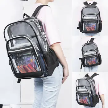 

Girls Student Fashion Large Capacity Transparent School Clear Bags Waterproof Women Travel Backpacks PVC Big Knapsack
