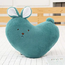 Подушка в форме сердца с кроликом, подушка для сна, подушка с кроликом, спинка, подушка для кровати, пушистые детские Мультяшные подушки для животных, для детей - Цвет: Green heart