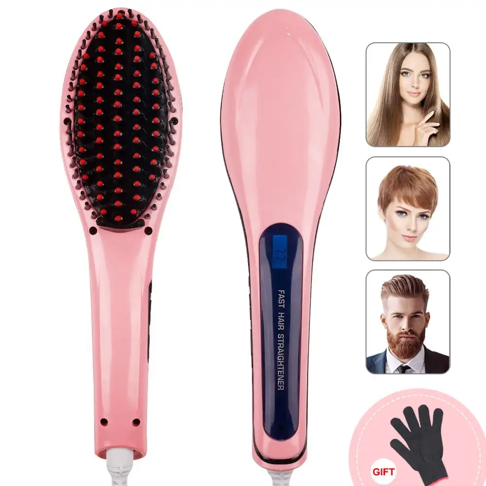 cepillo alisador electrico Cepillo de de pelo peine alisador eléctrico alisador de cabello iónico para el cabello plancha cepillo de pelo LCD peine de estilo peine de calefacción|Planchas de