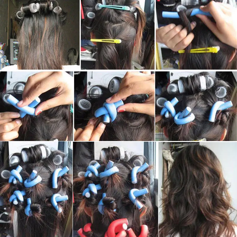 Hair Curler Magic Air Hair Roller Curling Sticks Soft Foam Twist Flexi Rods DIY Styling Tool Hairdresser hair styling tool,hair curling tools 10 Pcs/Set