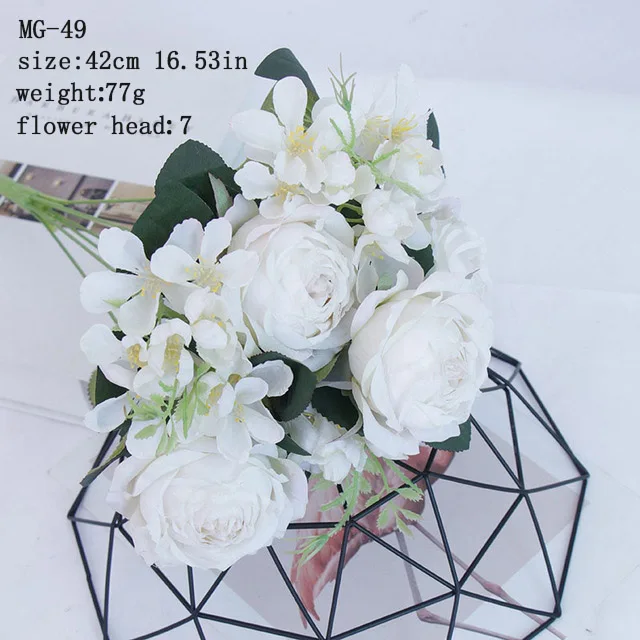 MG49-Milky white Искусственные розы шелковые цветы для домашнего свадебного стола украшения оптом Искусственные цветы Букет Поддельные розы - Цвет: MG49-Milky white