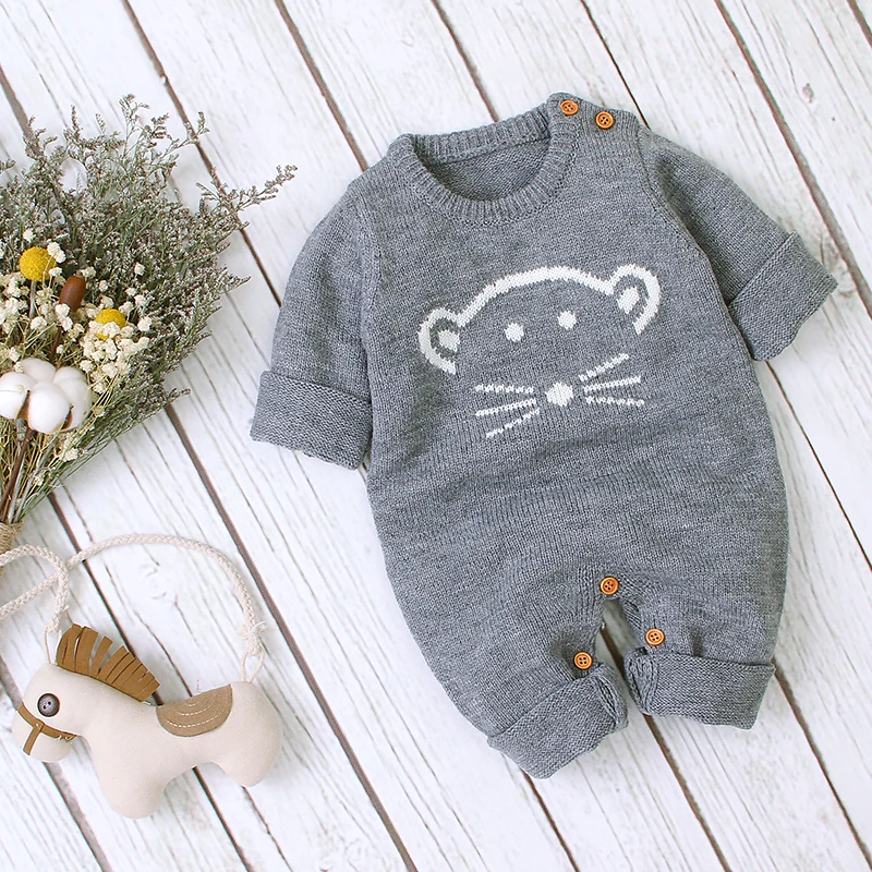 Детские комбинезоны, вязаные наборы для новорождённых с длинными рукавами, Комбинезоны для маленьких мальчиков и девочек, осенне-зимний детский комбинезон для малышей
