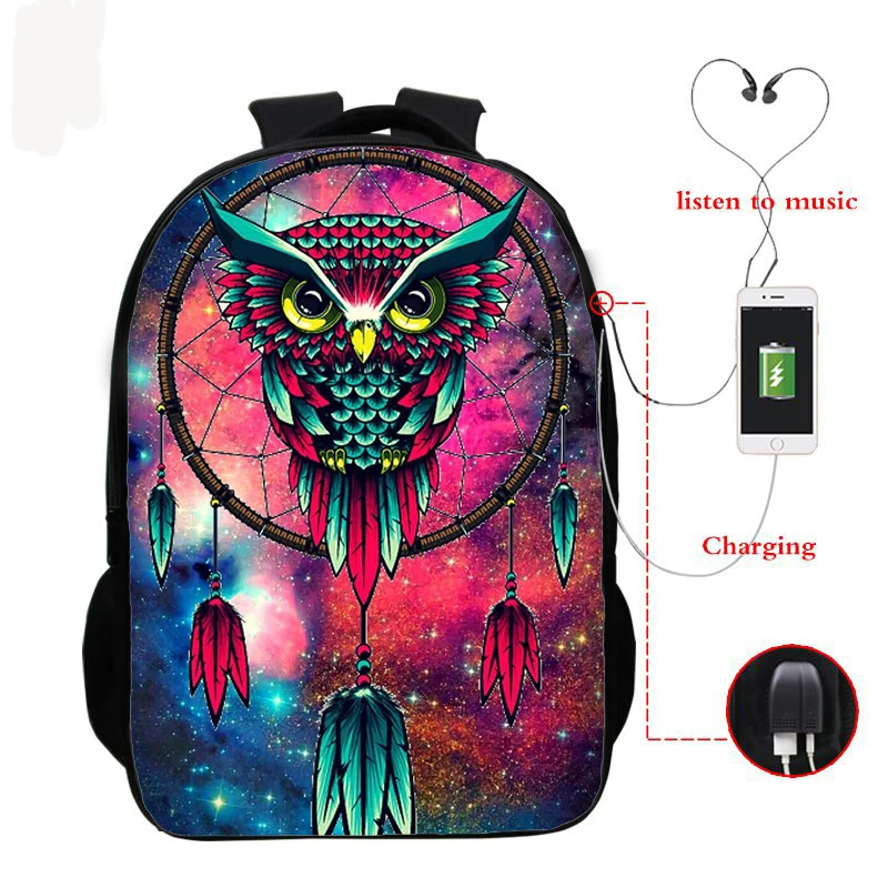 

Usb Charging Bagpack Cartoon Bird Owl 3d Print Backpack Teenager Boy Girl School Bags Laptop Backpacks Daypack Daily Rucksack