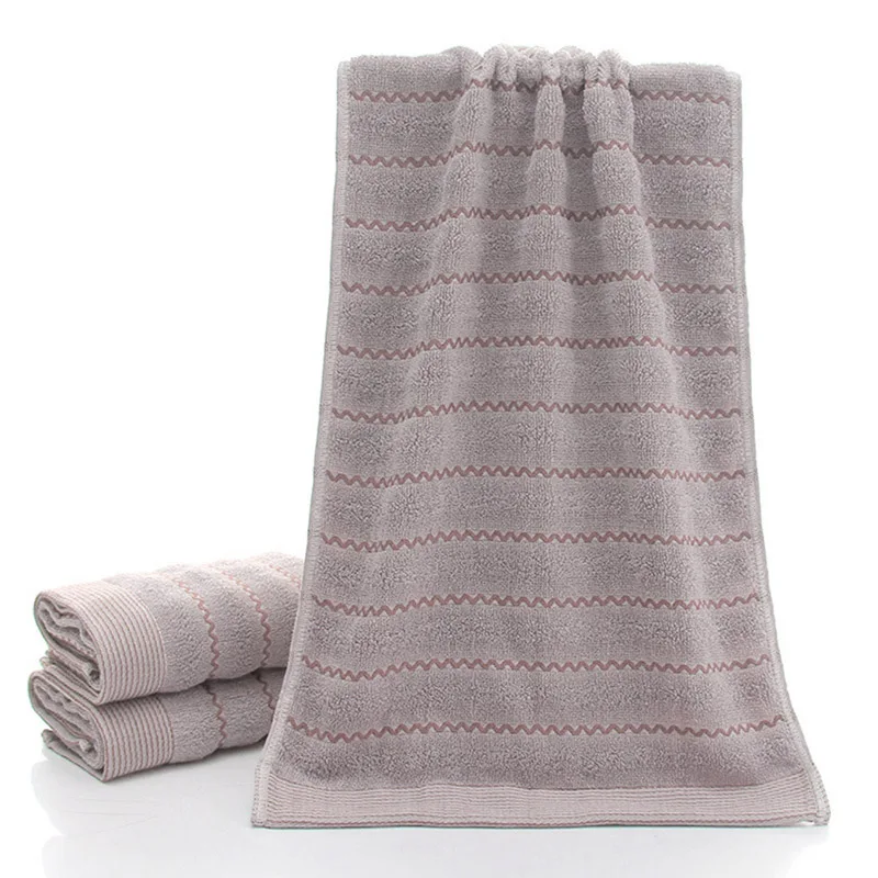 Light grey Новое махровое Хлопковое полотенце для лица в полоску, водопоглощающее полотенце для рук s для взрослых, для путешествий, для спортзала, плотное полотенце для купания, 33x76 см - Цвет: Light grey