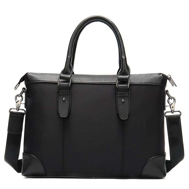 Мужской портфель сумка высокого качества деловая нейлоновая ткань с натуральной кожи сумки через плечо Офисные сумки для ноутбука