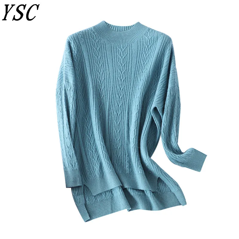 YSC New style Hot Sales Women's Knitted pure Cashmere Sweater Half High collar Solid color High-quality Ventilation pullovers | Женская