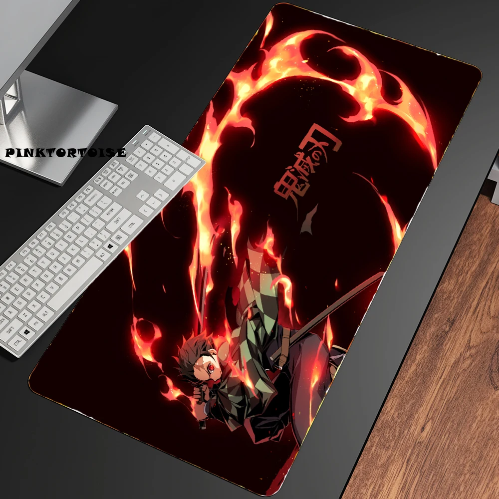 

PINKTORTOISE Demon Slayer Anime Kamado Tanjirou Mouse Pad Office Desk Mat Genshin Impact Computer Large Rubber Anti-Slip Pad