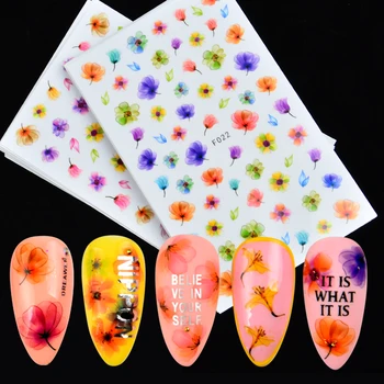 

2PC 3D Embossed Nail Sticker Flower Flamingo Adhesive DIY Manicure Slider Nail Art Tips Decorations Decals