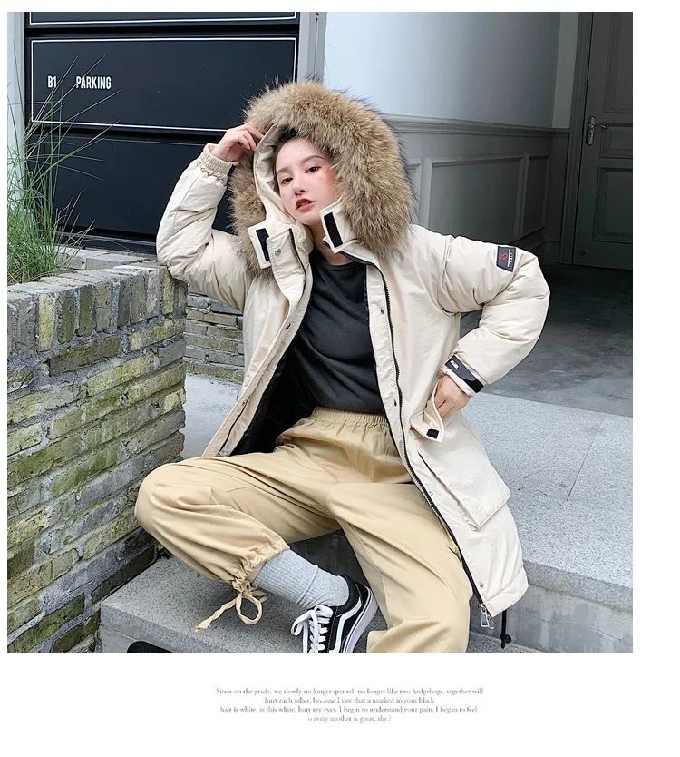 New Style Casual down Jacket Women's Korean-style Workwear Thick Warm Outdoor Ski Suit Mid-length Cotton-padded Clothes