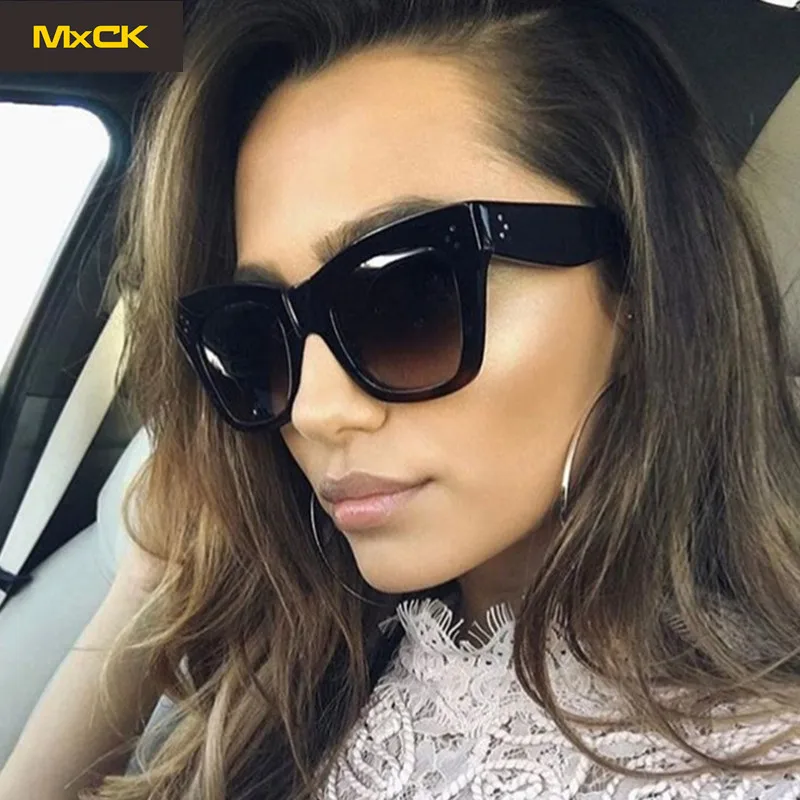 MxCK Брендовая женская дизайнерская оправа градиентные линзы классические заклепки оттенки Модные очки