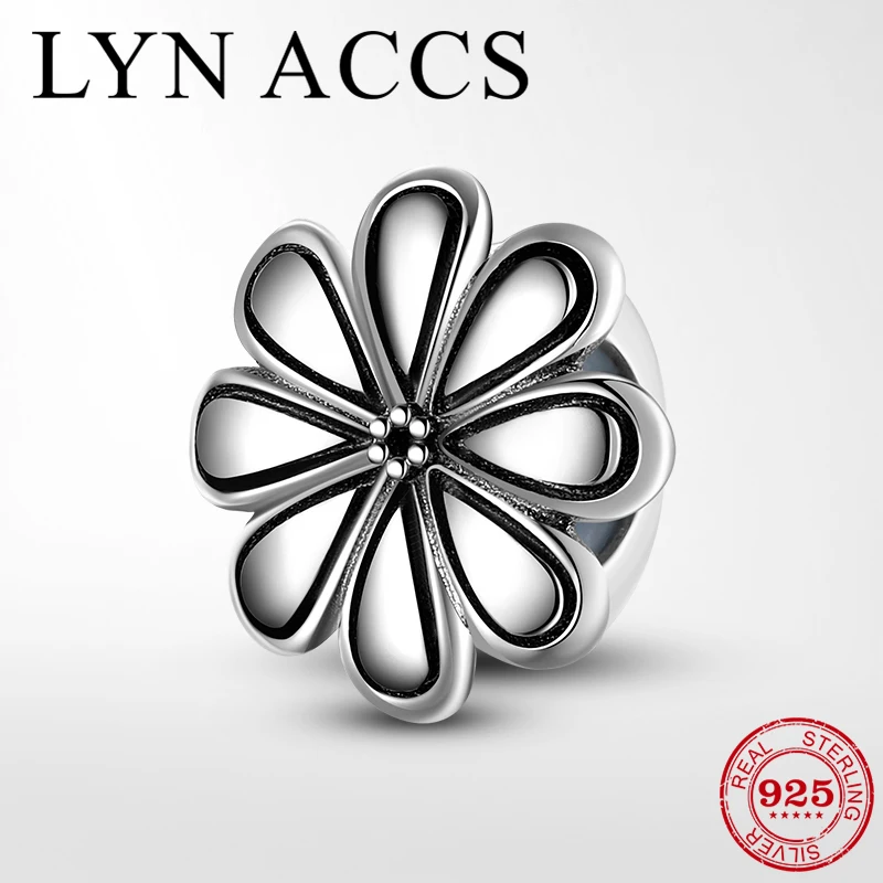 LYNACCS 100% Стерлинговое Серебро 925 пробы цветок маргаритки Подвески пробки Бусины с