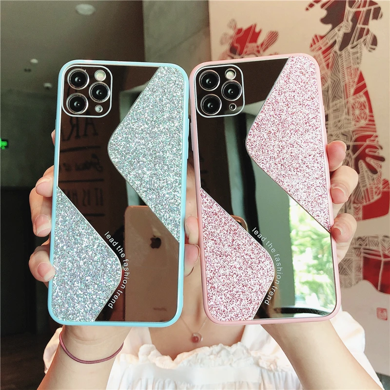 Блестящий зеркальный чехол для телефона Iphone 11 Pro XS Max 7 8 Plus X XR SE2020 Защита камеры