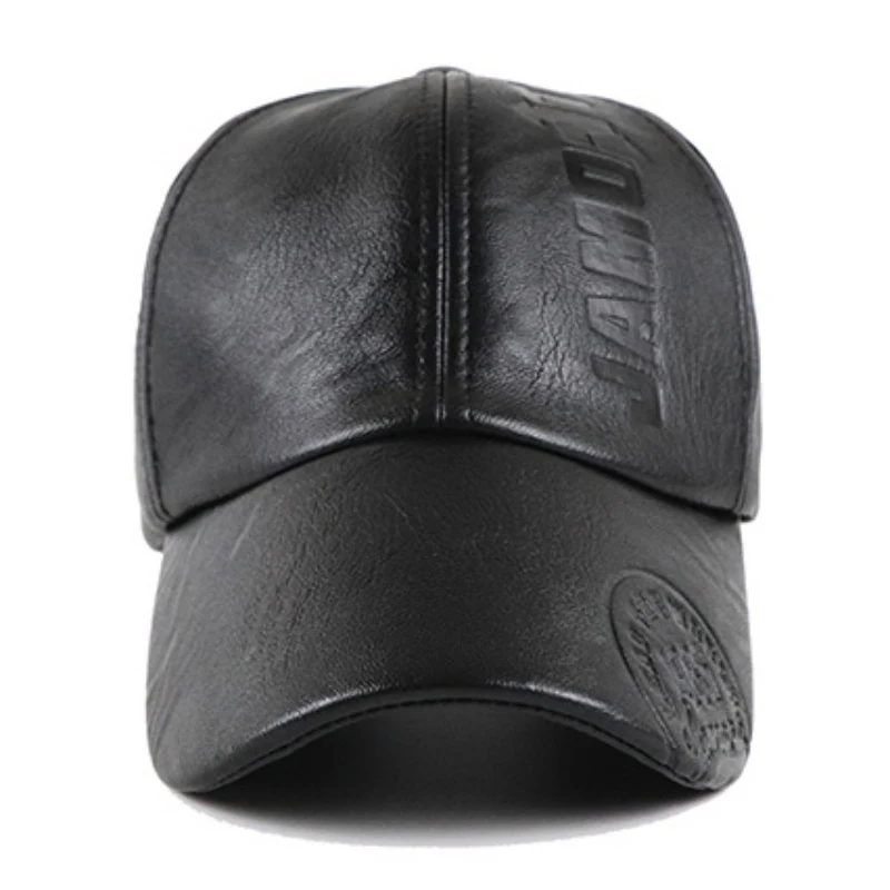 Autumn Winter Cap PU Leather Baseball Cap Casual Men Snapback Hat Adjustable Men's Trucker Cap Outdoor Sports Driving Sun Hat