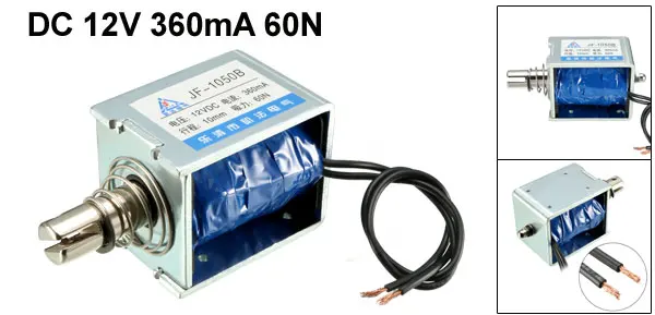 DC12V 60N 10mm 360mA Uxcell JF-1564B DC 12 В 2.5A 55N 10 мм нажимной тип открытой рамки линейного движения Электромагнит - Цвет: DC12V 60N 10mm 360mA