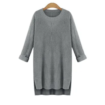 

2020 European style new long women sweater female autumn and winter thickened round neck hedging long-sleeved pullovers 17175