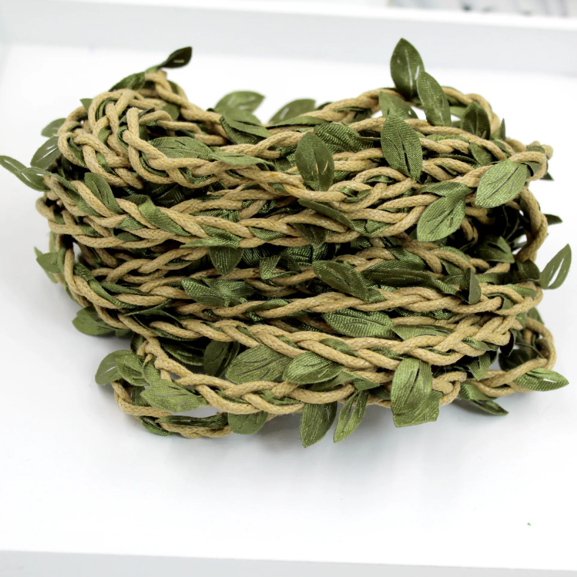 

2M DIY Artificial Leaves Twine Wax String With Leaf Silk Leaves Flowers Garlands Hemp Rope Wedding Party Decoration