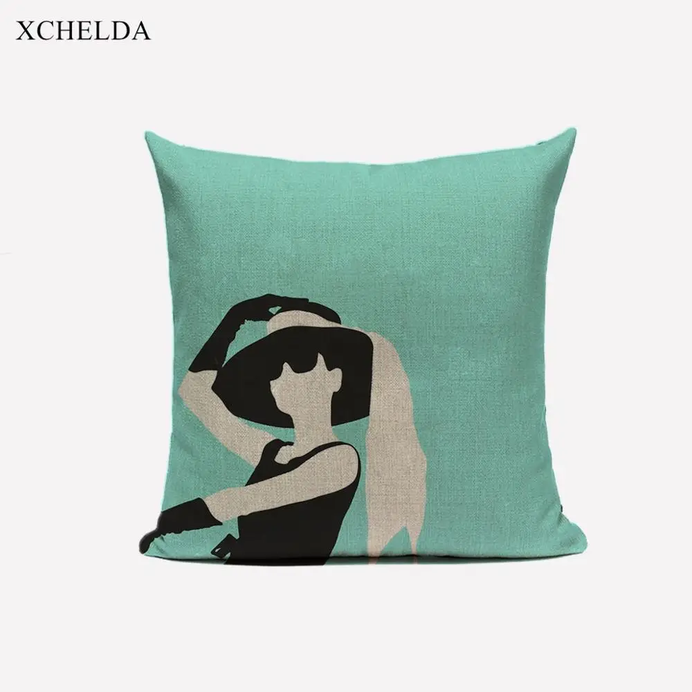 Cushion Cover Tiffanyco Breakfast Audrey Hepburns Linen Throw Pillow Case for Sofa Car Seat Home Decorative Pillowcase 45x45