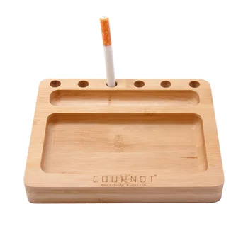 

COURNOT Rolling Tray Natural Bamboo With Pre Rolled Cone Holder Multifunctional Bamboo Tobacco Cigarette Tray Case