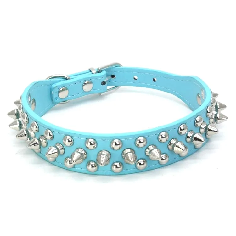 Adjustable Leather Pet Dog collar Neck Strap Supplies PU Leather Punk Rivet Spiked Dog Collar Pet Collars For Small Dog Cat 