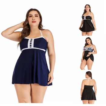 

2020 Plus size 5XL Bikinis Retro Tankini Swimwear Female Swim Dress Brazilian Bikini set Swimsuit Women push up 3XL Bathing suit