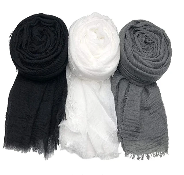 Bufanda suave de 3 para mujer, chal de chalina larga, pañuelo de cabeza grande (negro, oscuro, gris) - AliExpress