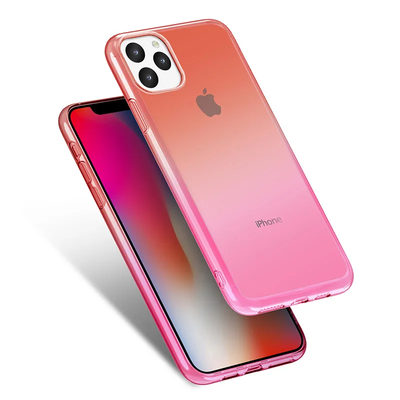 500 шт цветной градиентный Мягкий ТПУ силиконовый гелиевый чехол для iPhone 11 Pro Max XS XR X 8 7 6 6S Plus ультратонкий противоударный чехол
