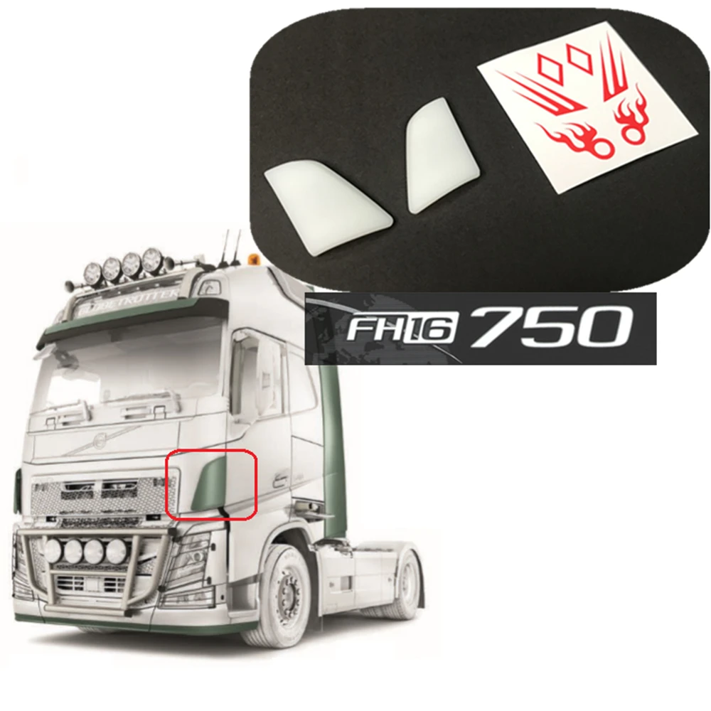 Белый спойлер для кузова грузовика Tamiya с наклейками 1/14 Rc Truck TAMIYA VOLVO FH16 750 56360 6X4
