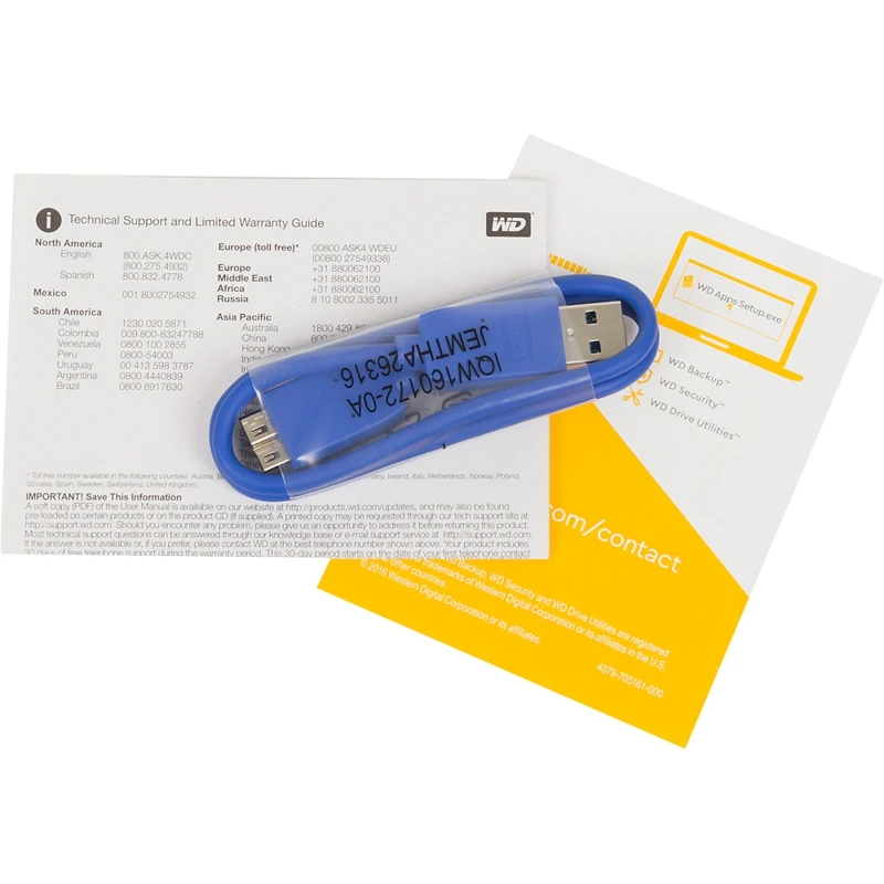 Жесткий диск WD Original USB 3.0 1Tb WDBBEX0010BBL-EEUE My Passport 2.5" синий