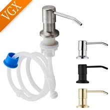 VGX Kitchen Soap Dispenser Pump Head Sink Built-in 304 Stainless Steel Soap Dispenser with Extension Tube Kit and Soap Bottle