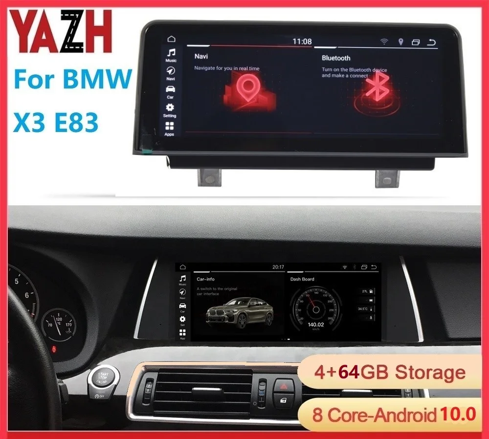 

YAZH Android 10 10.25'' Navi Screen Car DVD MIT Radio Car Multimedia Player Android GPS Navigation for BMW X3 E83