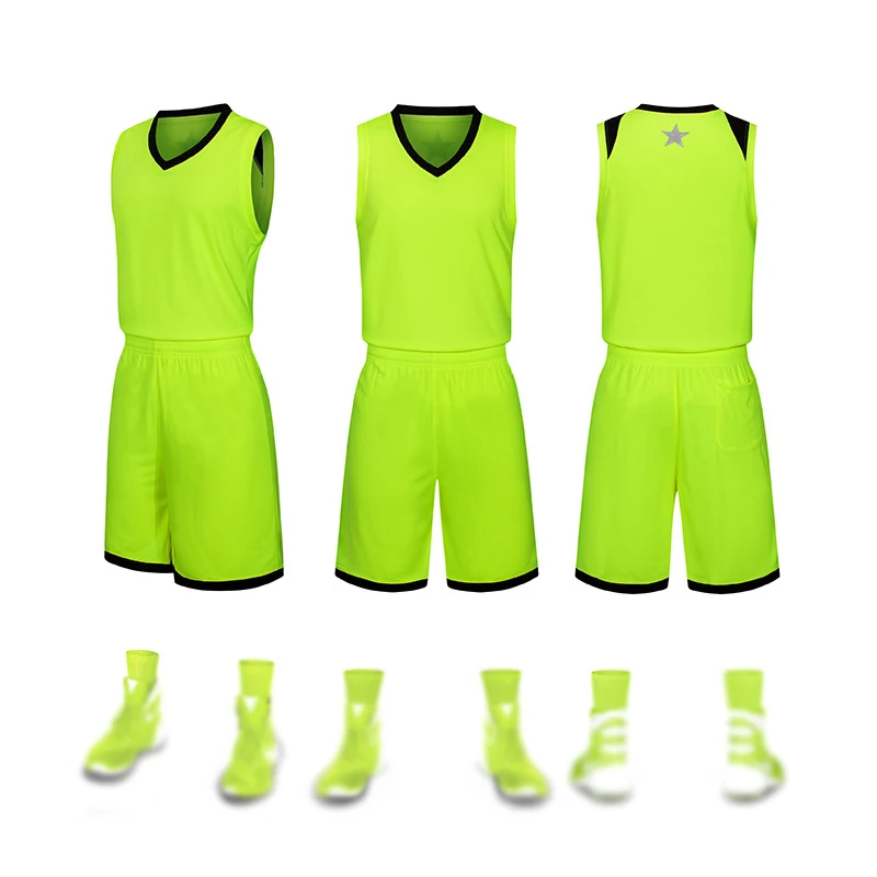 Fluorescent green Детская и взрослая Баскетбольная одежда костюмы Детский тренировочный светильник майки дышащие быстросохнущие персонализированные настройки - Цвет: Fluorescent green