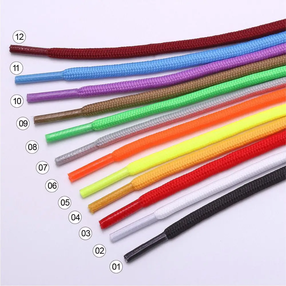 

1 Pair 100cm Round Waxed Coloured Shoelaces Polyester Solid Classic Shoes Strings Boot Sport Shoe Laces Cord