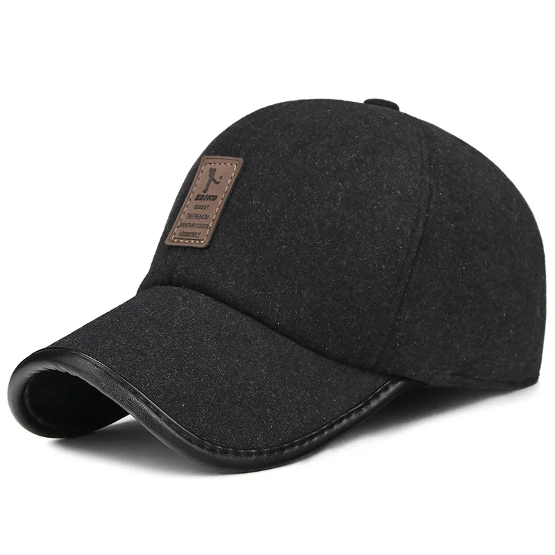 Новая мужская шерстяная шапка мужская Толстая теплая бейсбольная кепка бейсболка шляпка осень зима модная мужская уличная катание на лыжах Мужская шляпа Gorras - Цвет: Gray