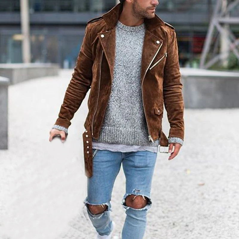 Abrigos con estilo para chaqueta de tela de gamuza de manga larga, abrigo hombre, abrigo para hombre, ropa de abrigo|Chaquetas| -