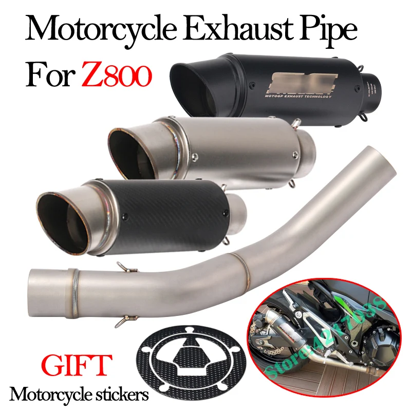 

Slip on For Kawasaki Z800 Motorcycle Exhaust Muffler Pipe Fuel Sticker Modified With Middle Connection Link Pipe Full System