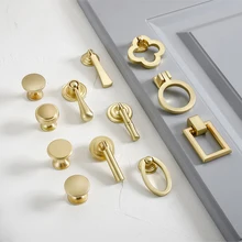 Gold Cabinet Pulls Solid Zinc Alloy Kitchen Cupboard Single Hole For Bedside Table Handle Drawer Knobs Furniture Handle Hardware