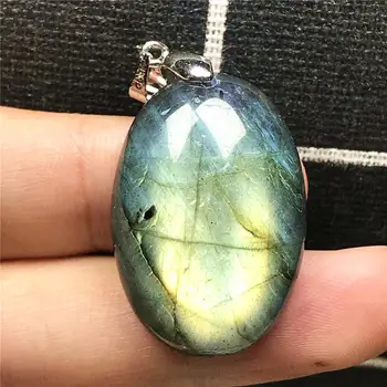 

Genuine Natural Yellow Light Labradorite Pendant Jewelry For Woman Man Crystal 30x21x10mm Beads Egg Shape Moonstone Stone AAAAA