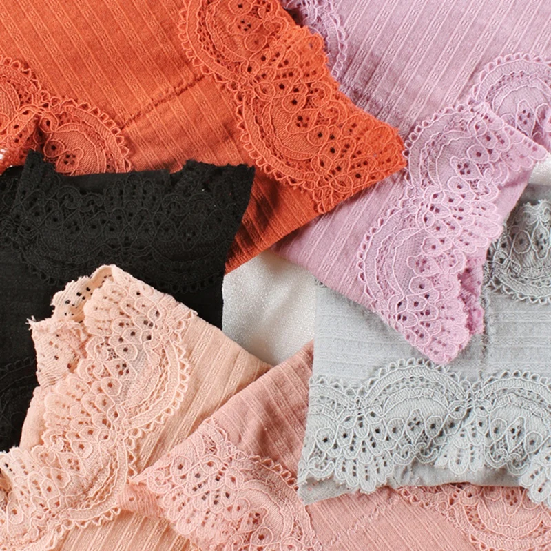 Mid Waist Knitting Thread Panties Breathable Cotton Briefs Lace Female Underwear Seamless Comfort Panty One Size Wholesale