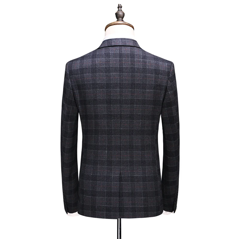 MOOWNUC для мужчин высокого качества Мужская торжественное платье Блейзер однобортный Классический Клетчатый деловой мужской костюм Повседневная обувь костюмы